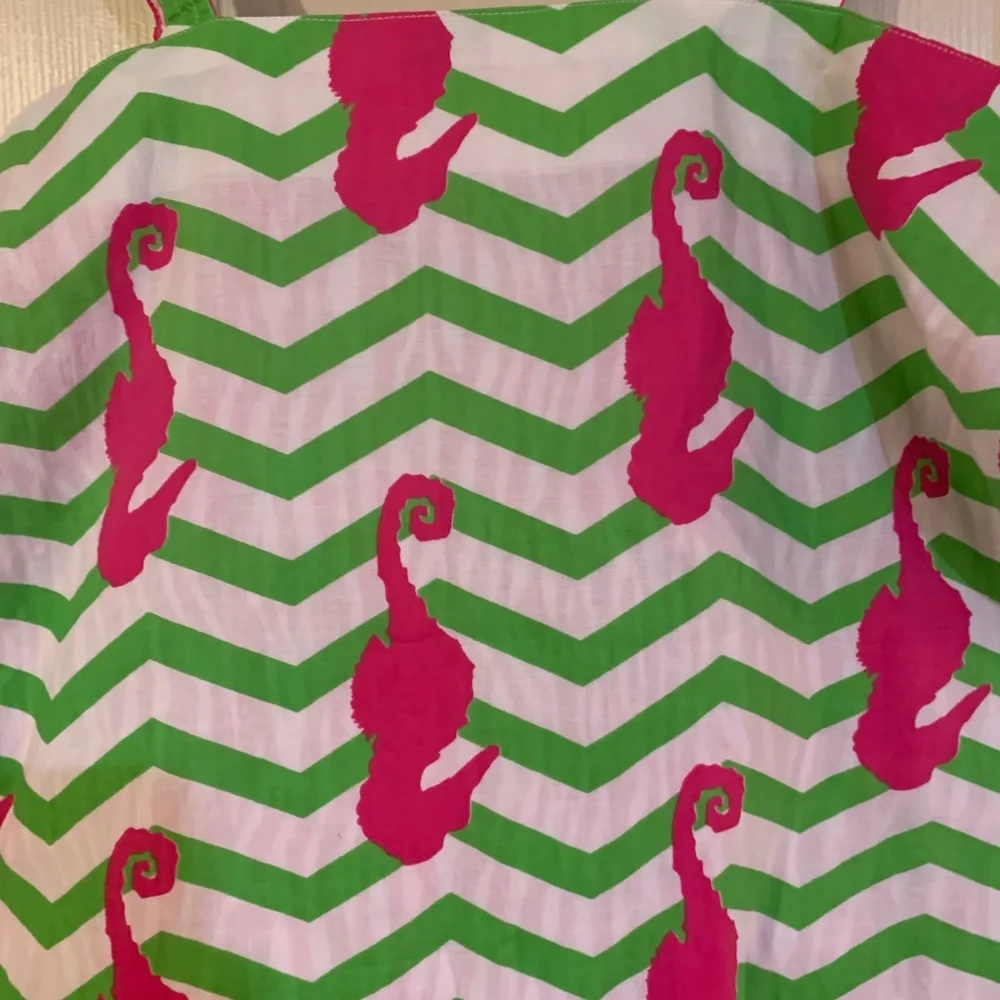 No name Pink/White/Green Seahorse Cotton Tote Bag